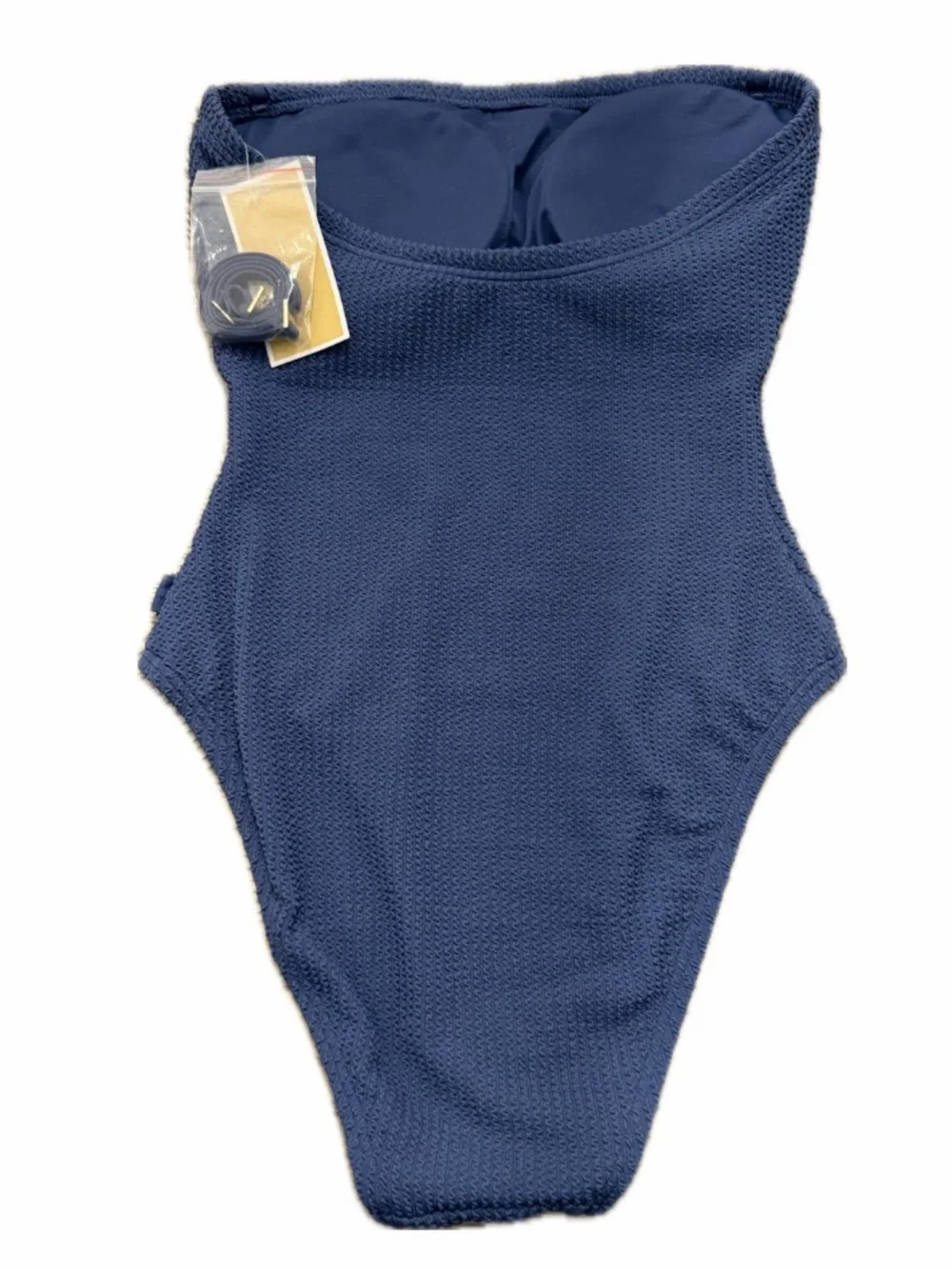 MICHAEL KORS WOMEN S MONOTONE TEXTURE BANDEAU ONE-PIECE SWIM CHAMBRY